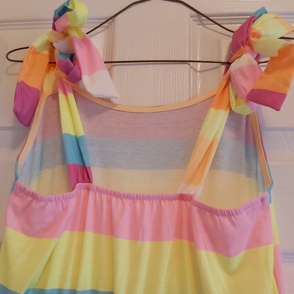 ⭐HOST PICK⭐ 087. Yellow Color Block Striped Bow Knot Straps Maxi Dress Size M - Picture 10 of 13